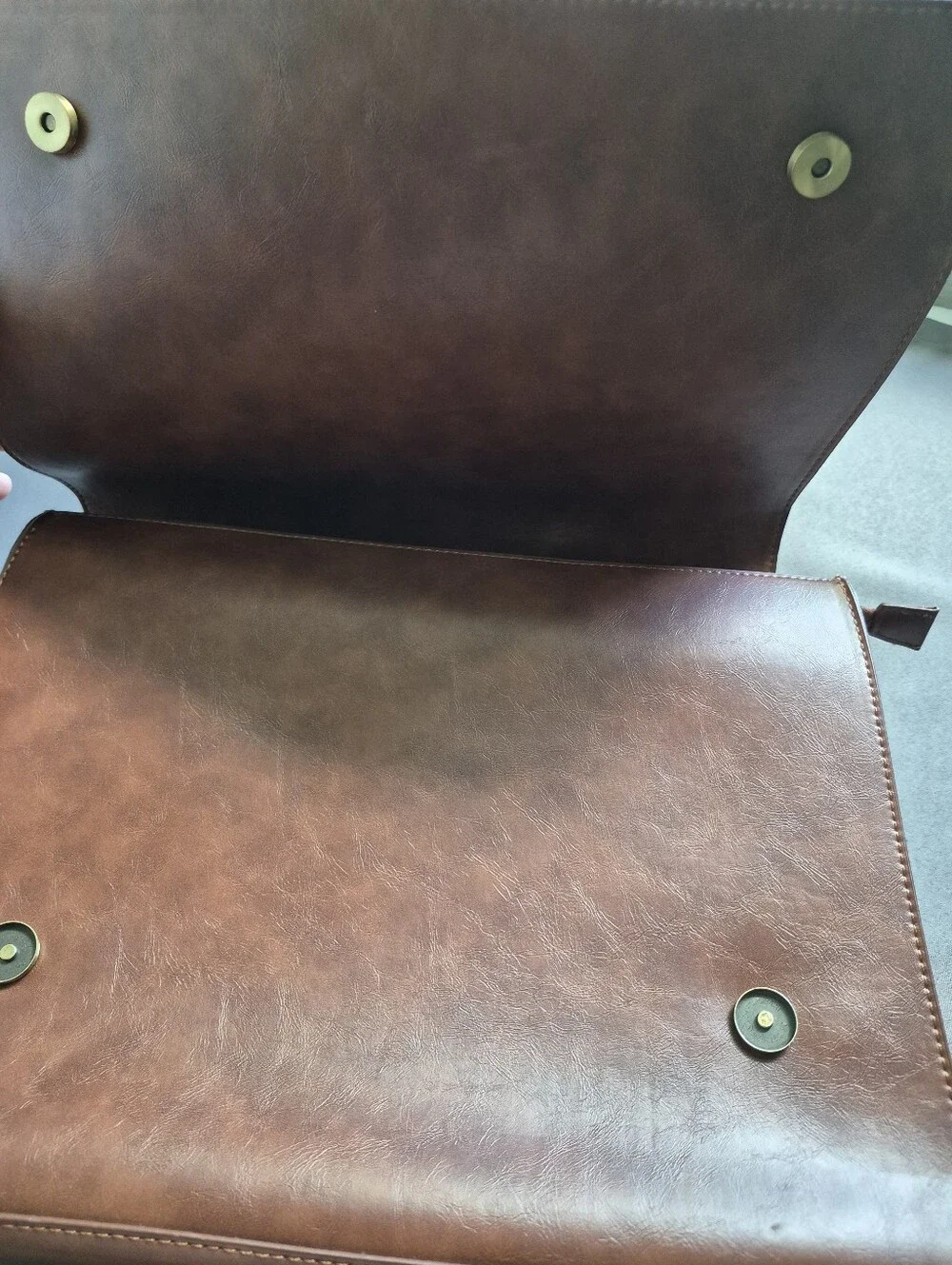 Ecosusi Briefcase Brown Laptop Messenger Bag With Bow Vegan Leather